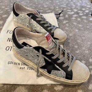 Golden Goose Hi Star Silver Leopard/Black Sneaker Women's Size EU 40
